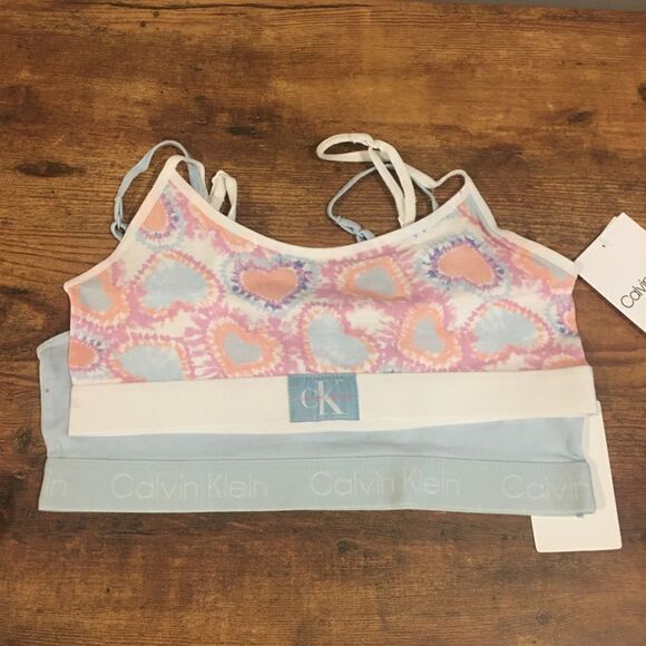 Calvin Klein size 7/8 two-piece bralette set training bra - Picture 2 of 4